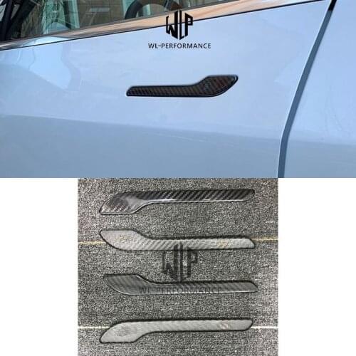 High Quality Dry Carbon Fiber Car Door Handle Accessories Car Body Kit For Tesla 3 Car Styling Free shipping