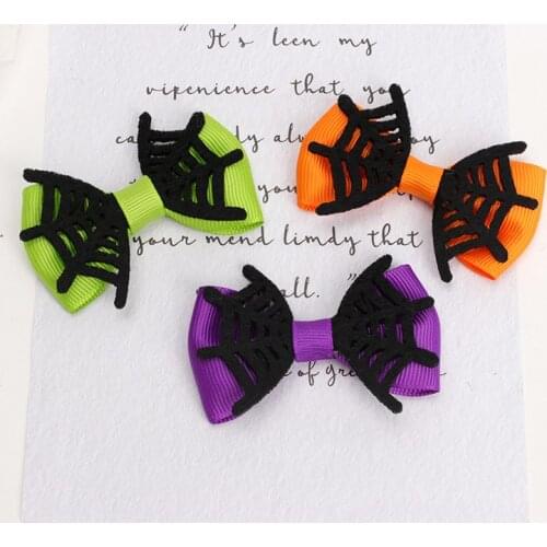 Halloween Spider Bat Wings Clips Girl Hairpin Baby Bow Skull Hair Clips Colorful Barrettes Bebes Accesorios Kids Headwear