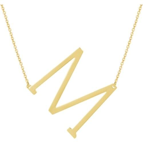 Zciti Large Initials Necklace Stainless Steel Letter Pendant Choker A-Z Necklace Women Modern Jewelry Steel Big Letter Necklace