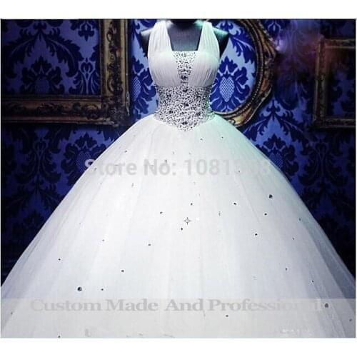 Free shipping hot handmade custom size/color lace up bridal gown ball gown crystal plus size white mother of the bride dress