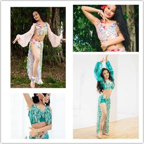Vest+skirt(With Underpants )+jacket New High-Grade Sequins Party set Girls Performance Stage Belly Dance Performance Suit