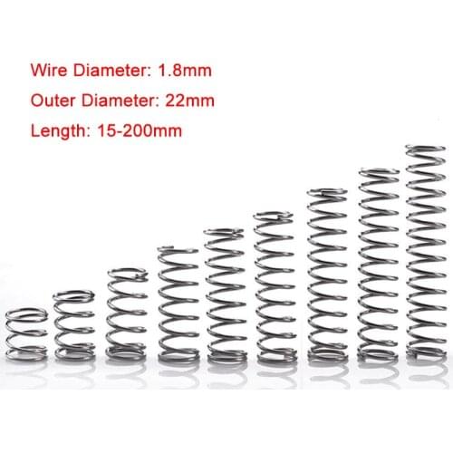 1Pcs Compression Spring 304 Stainless Steel Pressure Spring Hardware Accessories Wire Dia 1.8mm Outer Dia 22mm Length 15-200mm