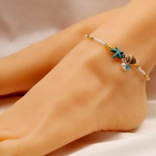 2 PC Layered Gold Shell Pendant Chain Ankle Bracelet On Leg Foot Jewelry Boho Charm Anklets for Women Accessories Mujer