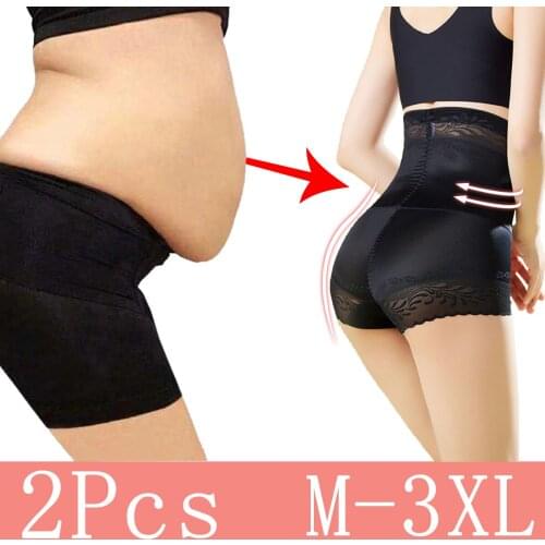 SURE YOU LIKE 2 Pcs Seamless Ice Sikl Lace Women High Waist Trainer Shapewear Lady Butt Lifter Slimming Sexy Body Shaper Pants