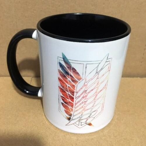 2022 New Attack On Titan Badge Logo Coffee Mug 350ml Ceramic Milk Tea Cup Friends Birthday Christmas Gift Mugs