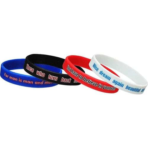 300pcs Inspirational Quotes Cool Styles Silicone Bracelets Rubber Wristbands Free Shipping by DHL