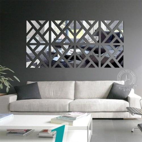 32Pcs Herringbone Tile Square Wall Mirror Sticker For Bedroom Bathroom TV Bcakground Acrylic Art Home Decor Decal Adhesive Mural