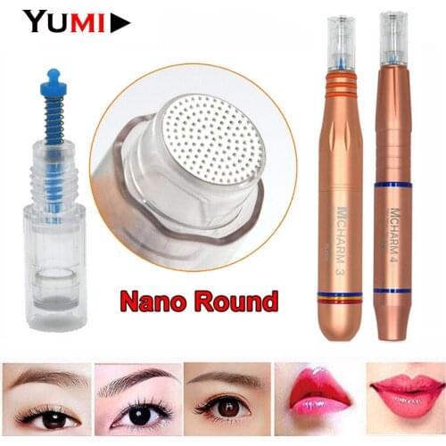 50PCS/lot 9mm Screw Disposable Sterile 3D Micro Nano Round Chip Needles Cartridges Tips For Charmant MCHARM 3 4 Artmex Pen