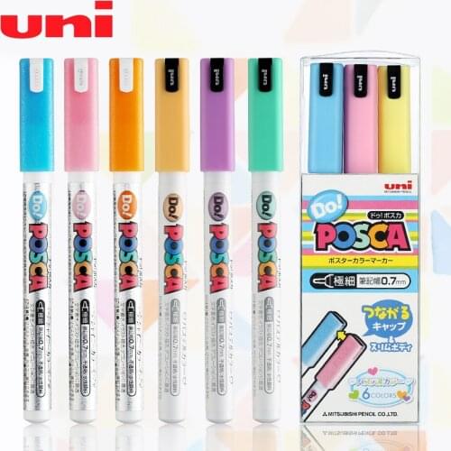 6pcs/set UNI POSCA PC-1MD Very Fine Graffiti Poster Advertising Pen Marker Set 0.7mm Color Watermark Marker