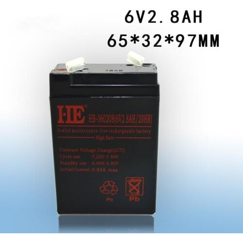 Storage Batteries 6v 2.8ah 20hr lead acid battery small recharge battery for emergency light electronic scale 65*32*97mm