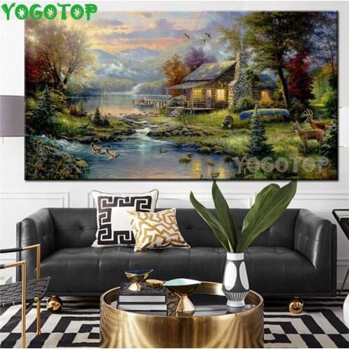 Diamond painting villa diamond embroidery ,diy diamond 5d cross stitch patterns mosaic 3d Natural landscape deer house,YY4720