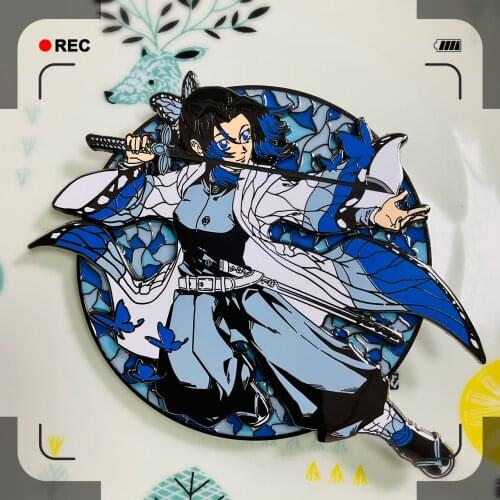 Anime Demon Slayer Kochou Shinobu Cartoon Metal Itabag Collection Toys Badge Pin Cartoon Brooch Pin Bags Pendant Xmas Gifts