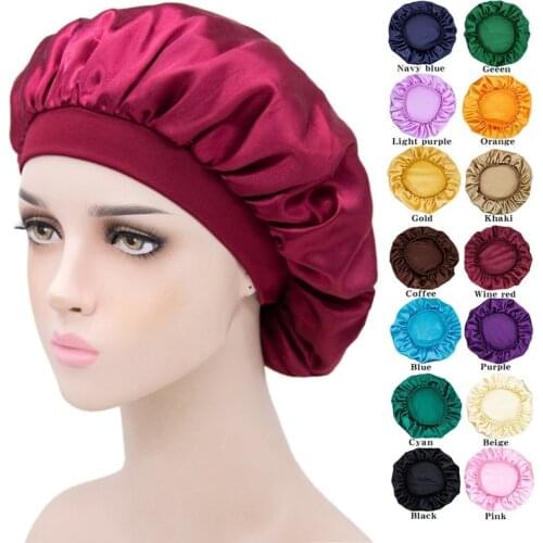 Satin Bonnet Sleep Cap Day Night Hat Salon Bonnet Head Hair Covers with Elastic Wide Band for Women Curly Natural Hair Braids