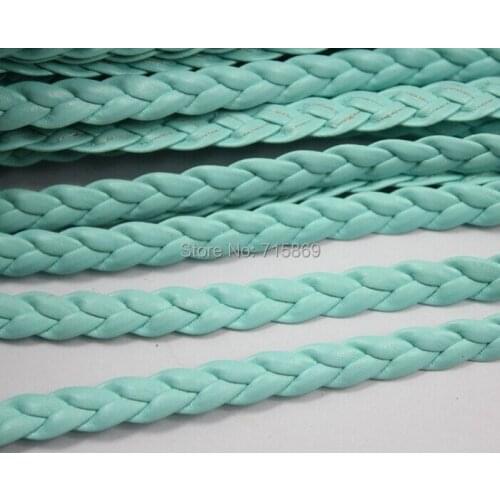 Free Ship 100Meters 5mm Mint Green Braid Faux leather Cord synthetic leather Cord