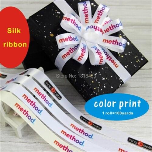 Free shipping silk ribbon color printing/gift ribbon/colorful screen print/clothing label/colorful tape/tag 100 yards a lot