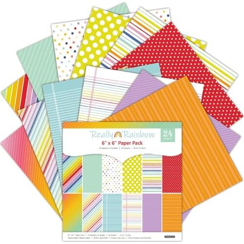 24 sheets 6"X6"the Really Rainbow Pattern Creative Scrapbooking paper pack handmade craft paper craft Background pad