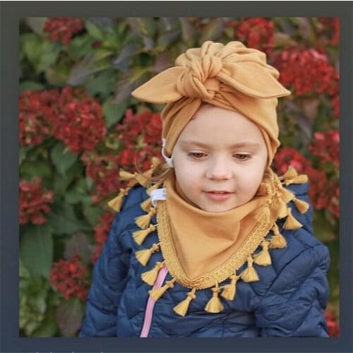 Baby Scarf Cotton Infant Boy Girl Hat Bowknot hat Children Turban Headbnd Newborn Bonnet Beanie