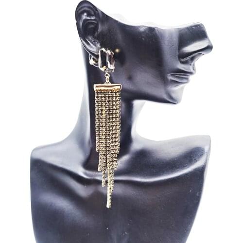 Long Inlay Crystal Tassel Earrings For Women Fashion Charm Jewelry Gold Stud Earrings Female Wedding Bohemian Earrings 2020