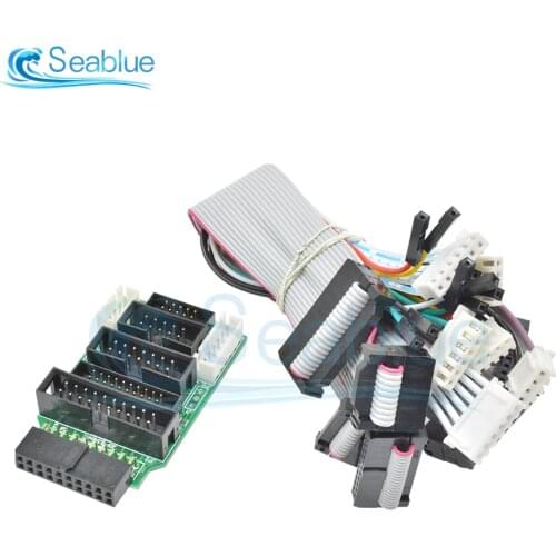 1 Set Emulator V8 JTAG Adapter Converter For J-Link With 8PCS 4 Pin 6 Pin 10 Pin 20 Pin Grey Flat Ribbon Data Cable Dupont Wire