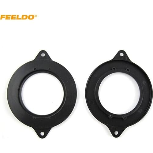 FEELDO 2pcs Black Car Auto Speaker Spacers Mat Adapter for AUDI A6 Mediant Spacer Pads Refitting Mounting Kits #HQ6021