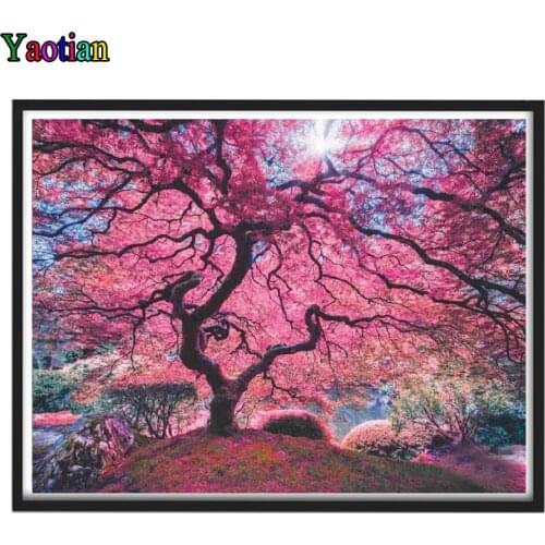 Pink Tree Forest Landscape Diamond Mosaic Modern art,Picture Of Rhinestone Diamond Painting Cross Stitch Embroidery Diy 5d art