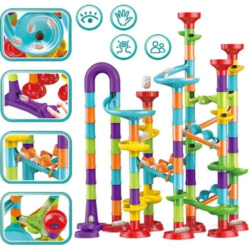 50/93/113Pcs Set DIY Construction Marble Run Race Track Building Blocks Kids 3D Maze Ball Roll Toys Children Christmas Gift GYH