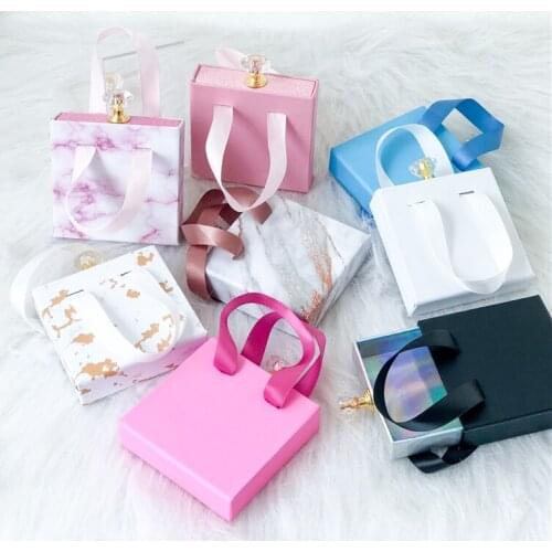 Custom Ribbon Eyelash Boxes Packaging With Logo Wholesale Customize Print Logo Beaty Makeup Package Box for False Eyelashes