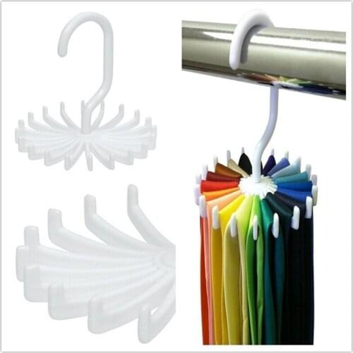Creative Plastic Rotating Hook Tie Rack Hanger Holders Closet Clothing Storage Holder Jewelry Rack Necktie Belt Organizer