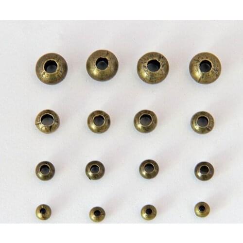 100pcs 4/5/6/8mm Antique Bronze Metal Round Smooth Ball Space Loose Beads For Bracelets & Necklaces DIY Jewelry Making Findings