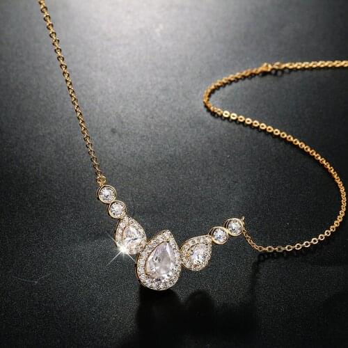 HUAMI Ins Hot Sale Water Shape Necklace Pendant Fashion Trendy Jewelry for Women AAA Cubic Zircon Wholesale Gift Birthday Femme