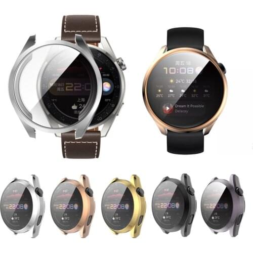 TPU Soft Shell Full Glass Screen Protector Case Frame For Huawei Watch 3/3 Pro 48/46mm Smartwatch 3pro Protective Bumper Cover