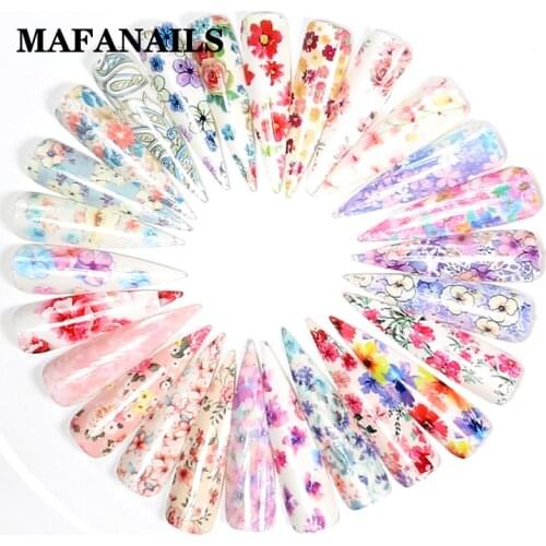 30pcs/lot Nail Flower Transfer Foil Set DIY Design Blossom 20*4cm Ultrathin Spring Floral Nailart Wraps Bulk Decals Sticker 2021