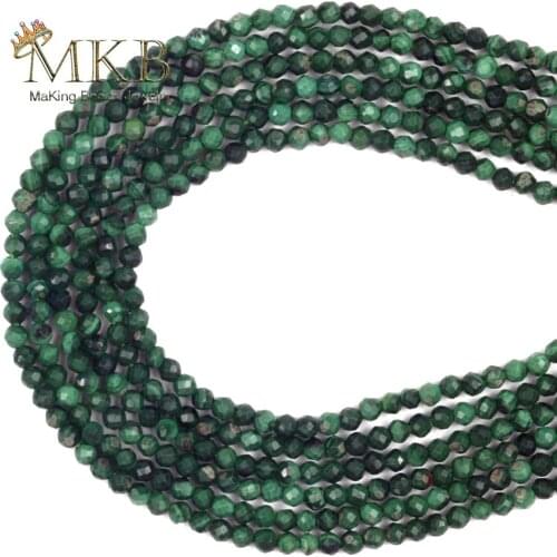 Natural Gemstones Faceted Green Malachite Stone Beads For Jewelry Making Loose Beads Diy Necklace Accessories 2 3mm 15inches