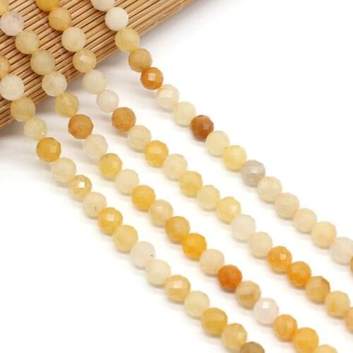 Top Quality Natural Stone Austria Faceted Crystal Beads Yellow Jade for Charm Jewelry Making Women Necklace Bracelet Crafts