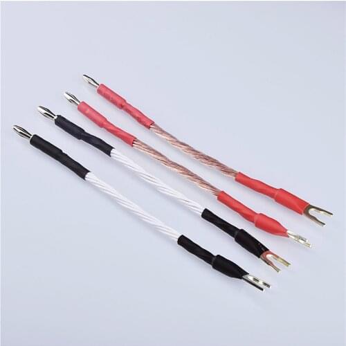 One Set 4pcs 8TC OCC Fever Audio Speaker Cable HiFi Amplifier Speaker Jumper Cable Bridge Cable