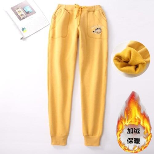 Autumn and winter plus velvet thickening sports Harlan casual pants Wei student warm pants womens tide pants