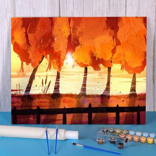Scenery Autumn Light DIY Paint By Numbers Set Oil Paints 40*50 Boards By Numbers New Design For Kids Wholesale Art