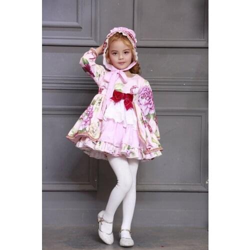 Spanish princess dress flower fairy costume palace wind girl child baby birthday dress print fashion female baby 3 piece dress