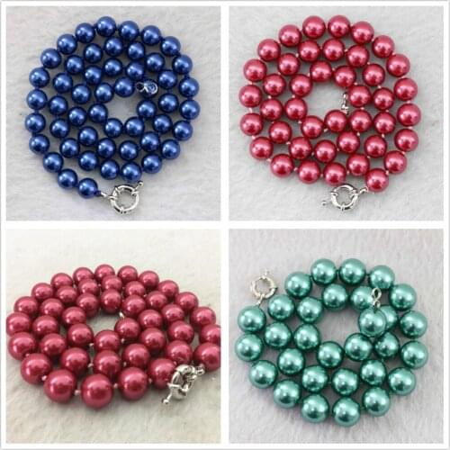 Rose green blue shell simulated-pearl 8mm 10mm 12mm 14mm round fashion diy jewelry pop necklace 18" B1012