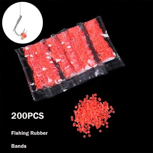 200PCS/Bag Plastic Artificial Red Fishing Tackle Rubber Bands For Bloodworm Bait Granulator Elastic Fish Tackle Accessories