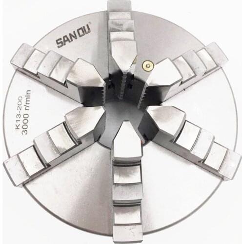 200mm 8 Inch 6 Jaw Lathe Chuck Self Centering SANOU K13-200 Hardened Reversible Mounting Tool for Drilling Milling Woodworking