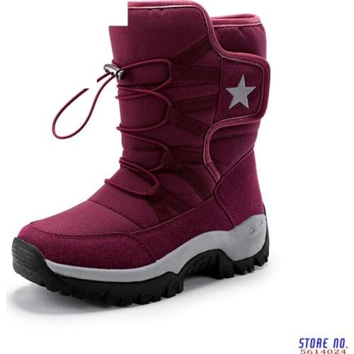 Boots For Women Elastic Band Winter Snow Boots Women Shoes Warm Female Cotton High Top Mid-calf Boots Wear-resistant
