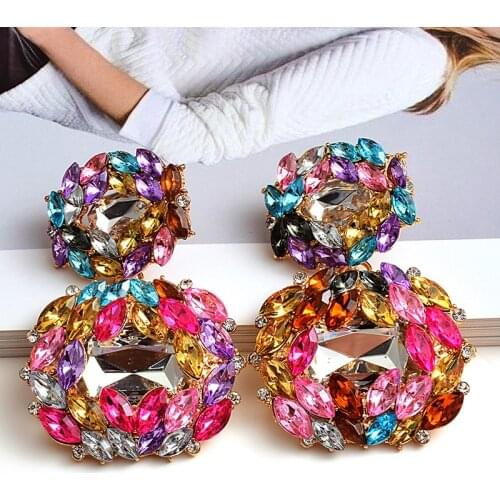 New Statement Crystal Earrings High-quality Colorful Rhinestones Drop Earring Jewelry Fine Fashion Trend Accessories For Women