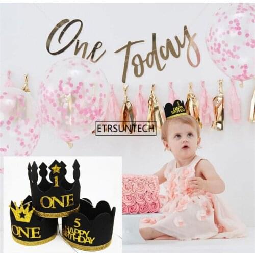 50pcs Birthday Hat Baby Shower Decorative Headband Childrens Party Crown Hat Baby 1 Year Birthday Party