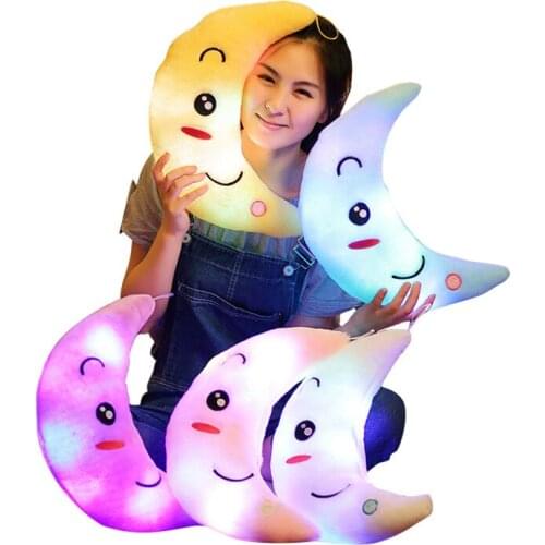 35CM Glowing Luminous Moon Pillow Stuffed Animals Cushion Dolls Plush Lighting Kawaii Appease Baby Toys For Children Kids