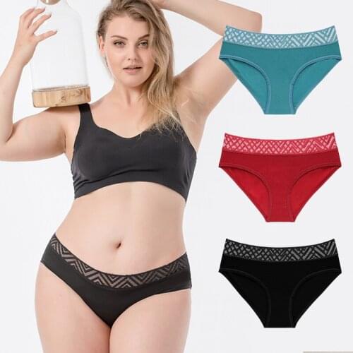 Women 3XL Large Size Sexy Lace Cotton Low Waist Panties High Elasticity Breathable Elegant Female Seamless Underwear Breifs