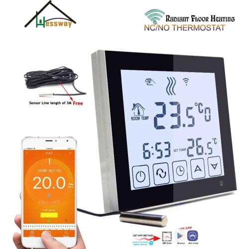 EU mount Dual sensor smart floor heating thermostat WIFI NO,NC 3A for White Black optional