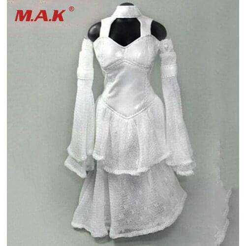 In stock 1/6 Scale Womens White Wedding Long Dress Clothes Models for 12 Inches Female Action Figures