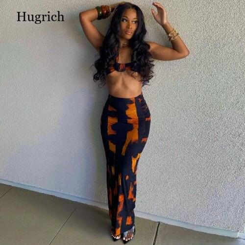 Beach Leisure Vacation Womens Suit Summer 2021 Print Single Shoulder Crop Top Midi Skirts Set Vetement Femme Outfits