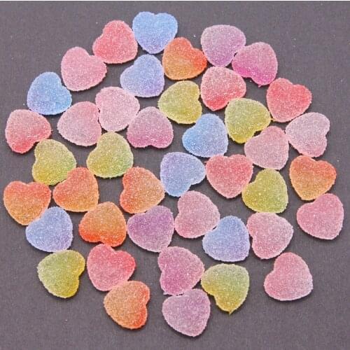10/30/50Pcs 16mm Color Love Heart Sweets Flatback Planar Resin DIY Craft Supplies Phone Shell Decor Material Hair Accessories